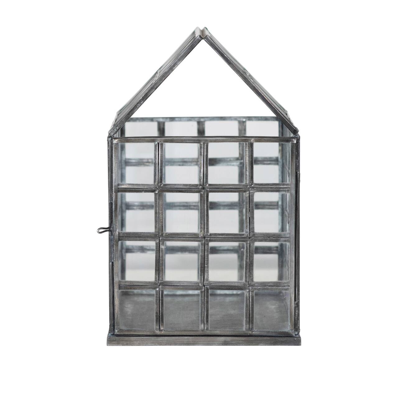 Hello Honey® 10" Zinc Finish Metal & Glass Greenhouse Terrarium